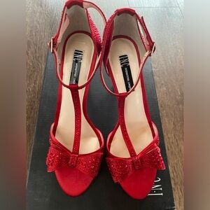 INC Red Bow Sparkle Heels